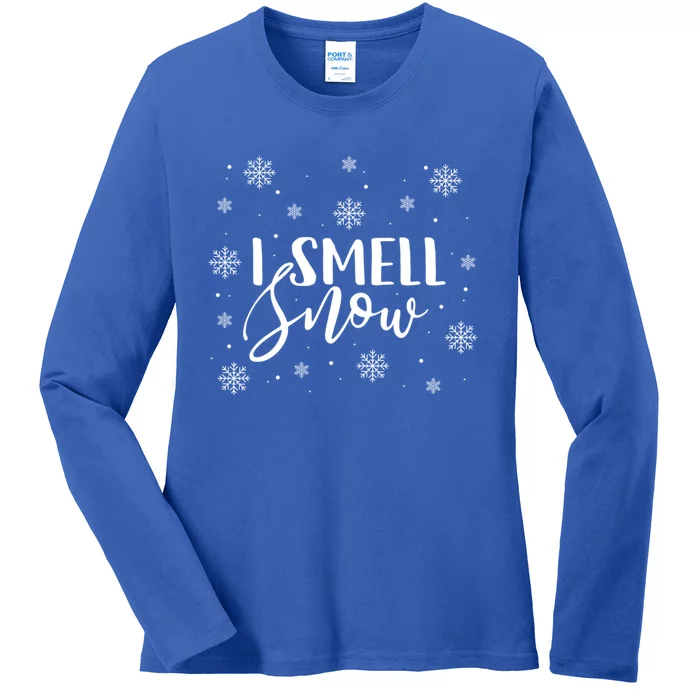 I Smell Snow Winter Snowflakes Christmas Gift Ladies Long Sleeve Shirt