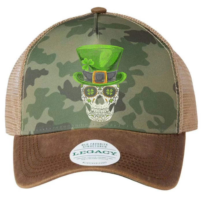 Irish Skull St Patricks Day Funny shamrock Legacy Tie Dye Trucker Hat