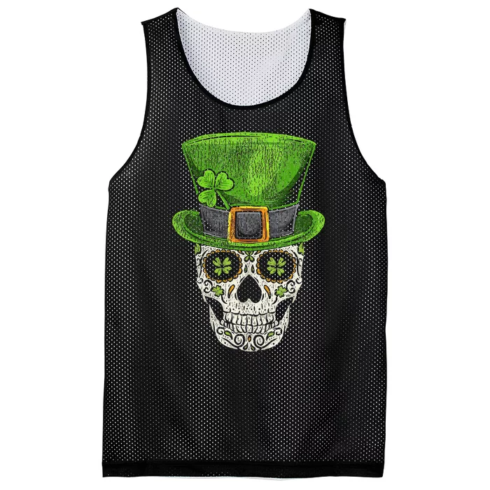 Irish Skull St Patricks Day Funny shamrock Mesh Reversible Basketball Jersey Tank