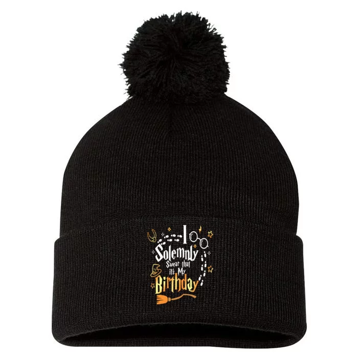 I Solemnly Swear That Its My Birthday Funny Pom Pom 12in Knit Beanie