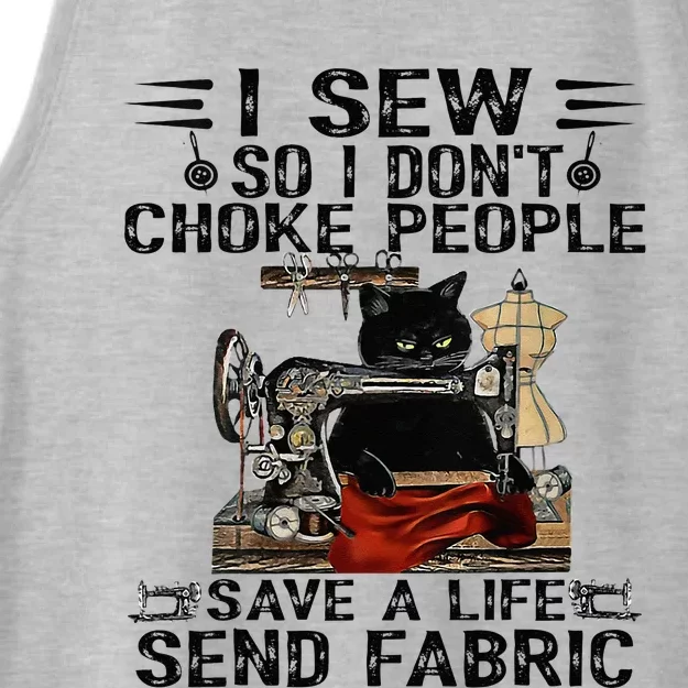 I Sew So I Dont Choke People Sewing Machine Black Cat Ladies Tri-Blend Wicking Tank