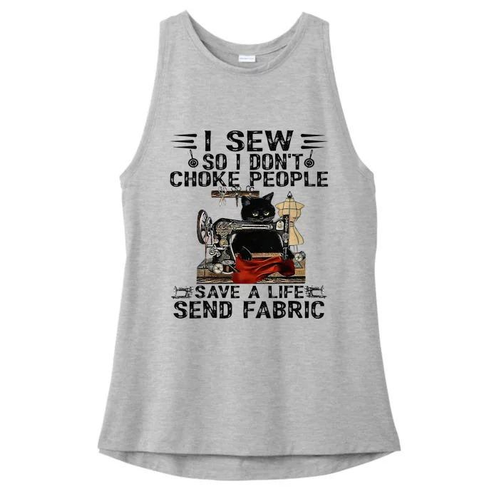 I Sew So I Dont Choke People Sewing Machine Black Cat Ladies Tri-Blend Wicking Tank