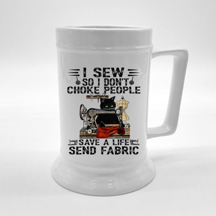 I Sew So I Dont Choke People Sewing Machine Black Cat Front & Back Beer Stein