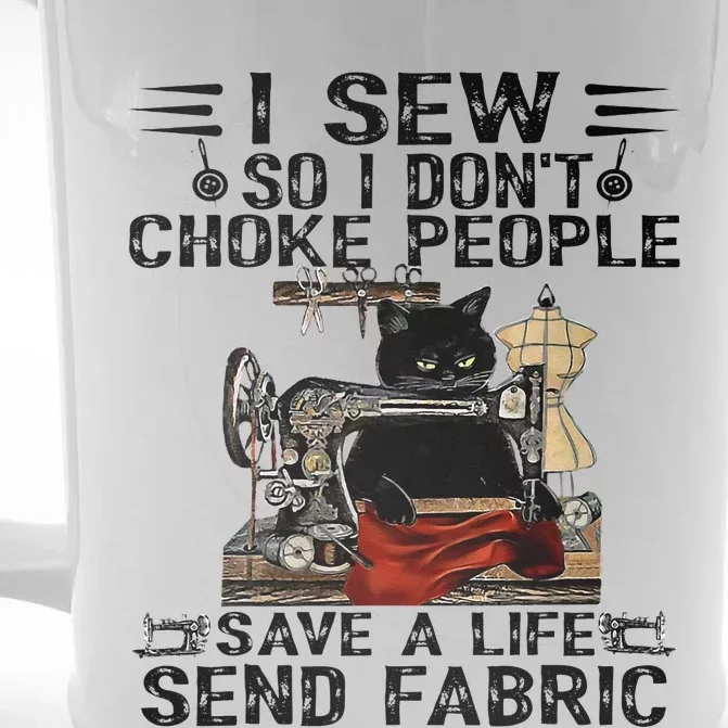 I Sew So I Dont Choke People Sewing Machine Black Cat Front & Back Beer Stein