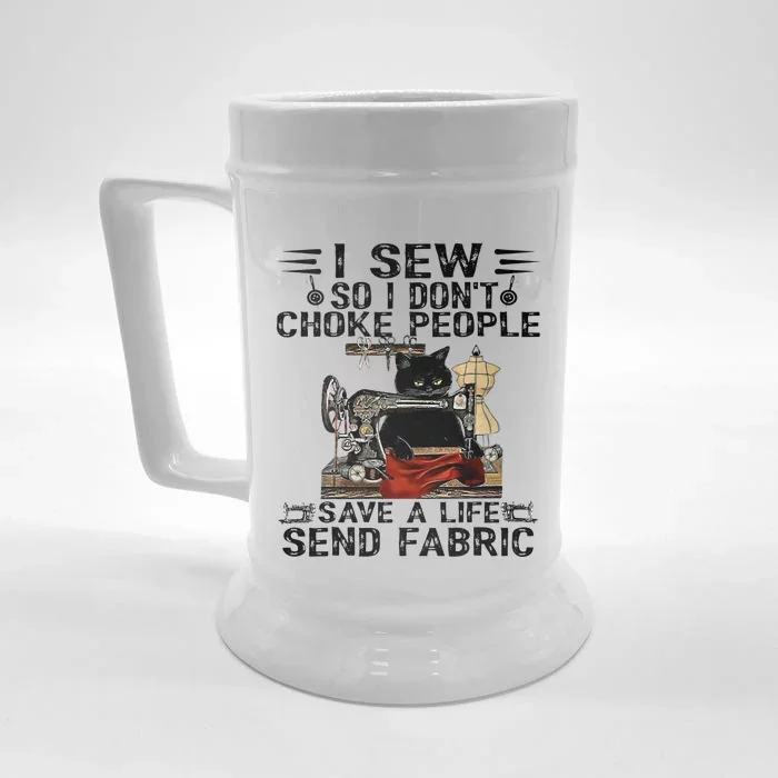 I Sew So I Dont Choke People Sewing Machine Black Cat Front & Back Beer Stein