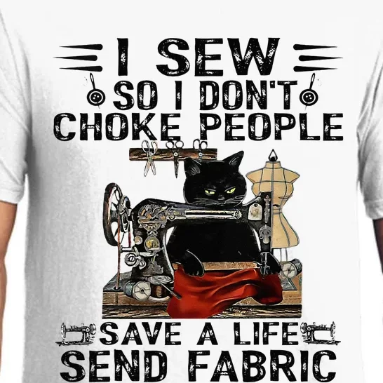 I Sew So I Dont Choke People Sewing Machine Black Cat Pajama Set