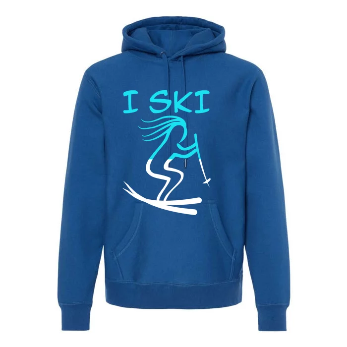 I Ski Snow Winter College High School Id Rather Be Skiing Cool Gift Premium Hoodie