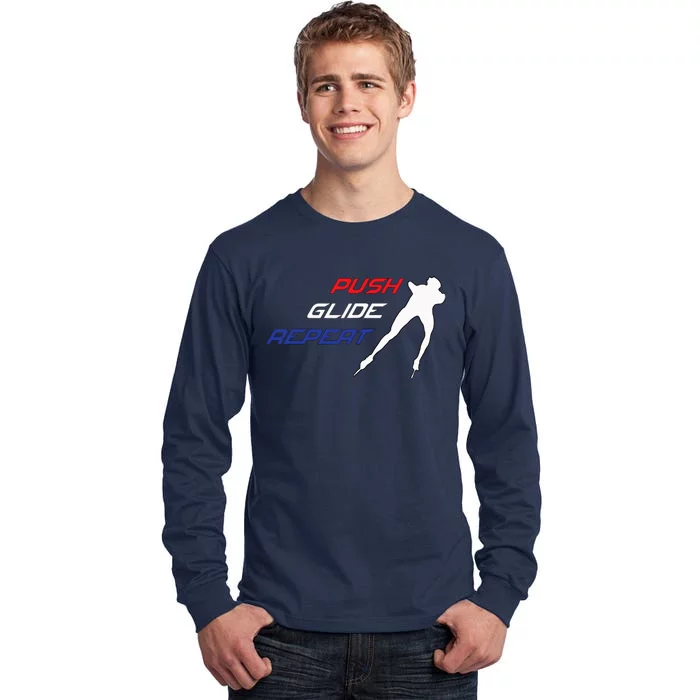 Inline Speed Skating Push Glide Repeat Marathon Tall Long Sleeve T-Shirt