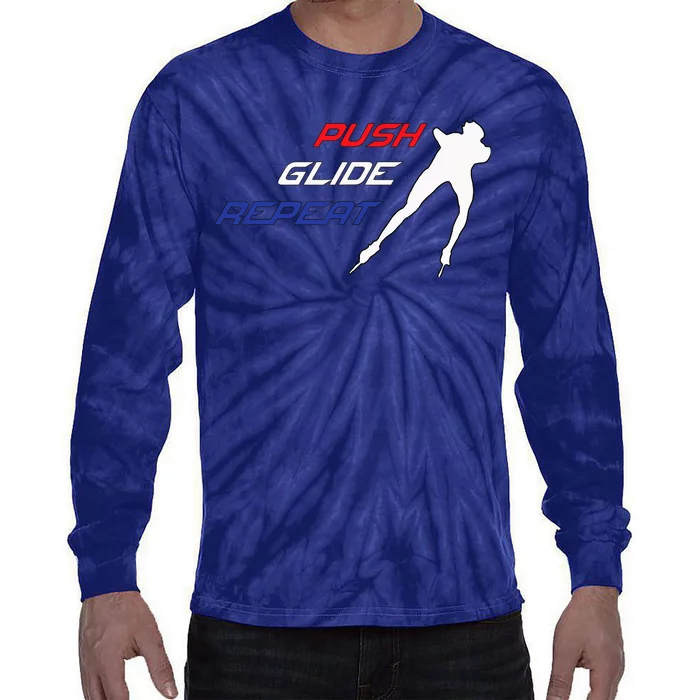 Inline Speed Skating Push Glide Repeat Marathon Tie-Dye Long Sleeve Shirt