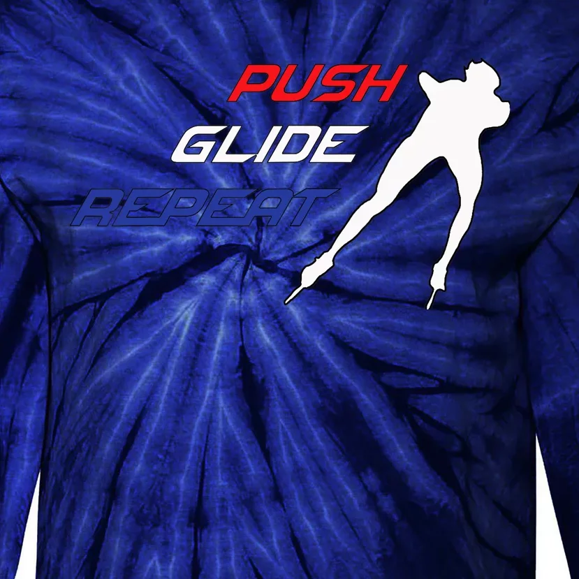 Inline Speed Skating Push Glide Repeat Marathon Tie-Dye Long Sleeve Shirt