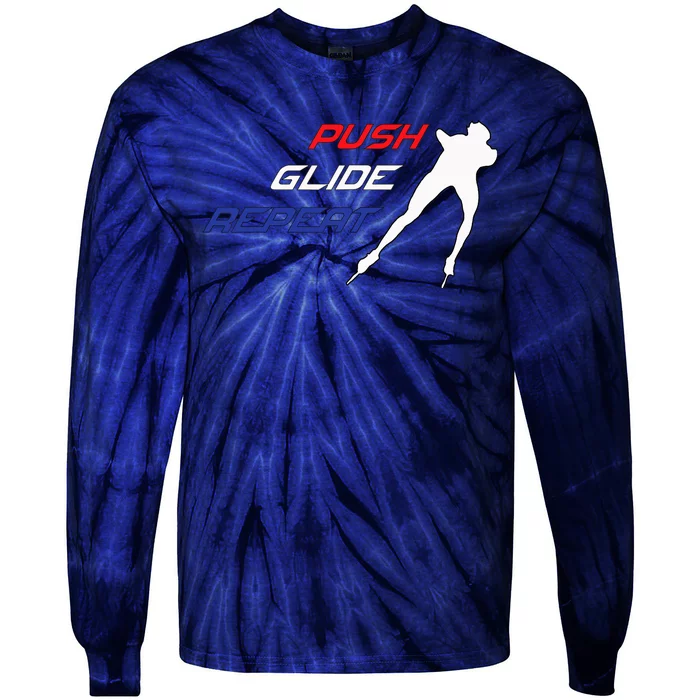 Inline Speed Skating Push Glide Repeat Marathon Tie-Dye Long Sleeve Shirt