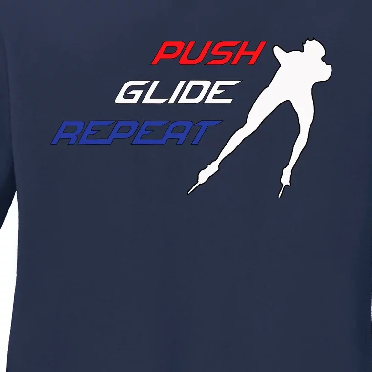 Inline Speed Skating Push Glide Repeat Marathon Ladies Long Sleeve Shirt