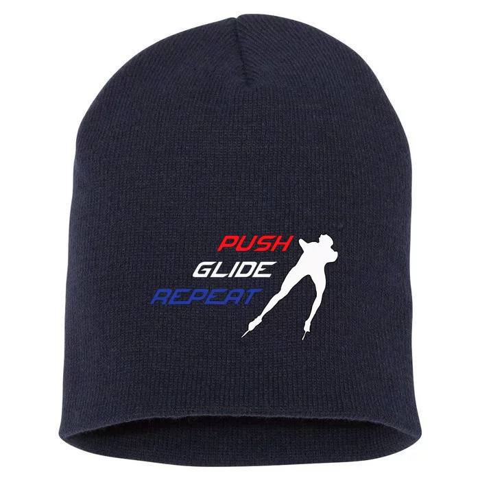 Inline Speed Skating Push Glide Repeat Marathon Short Acrylic Beanie