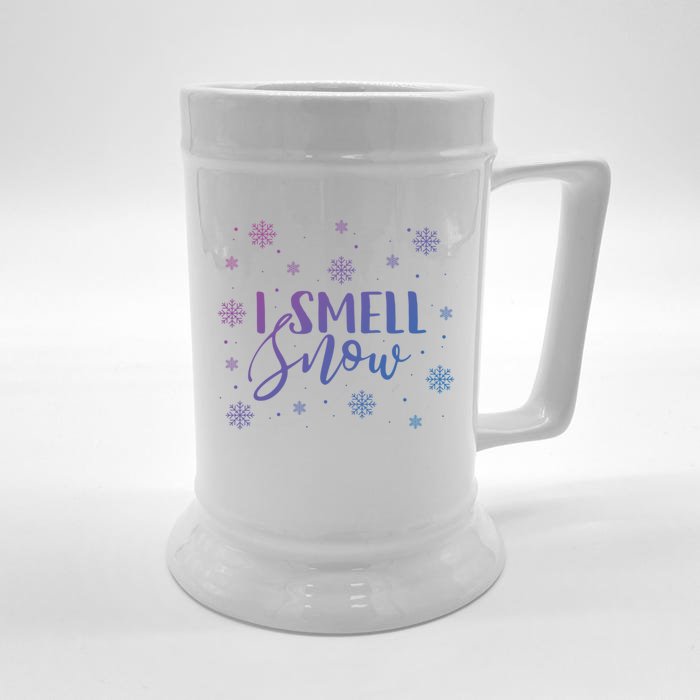 I Smell Snow Winter Snowflakes Christmas Gift Front & Back Beer Stein