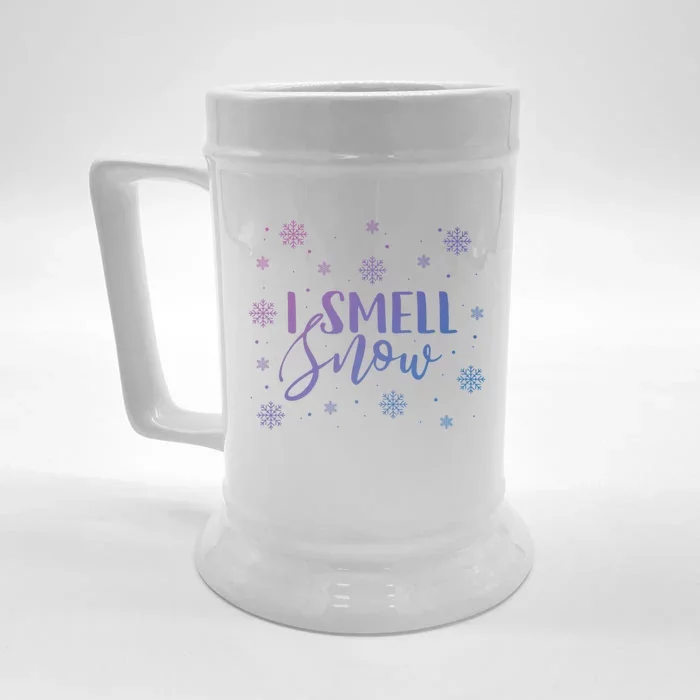 I Smell Snow Winter Snowflakes Christmas Gift Front & Back Beer Stein