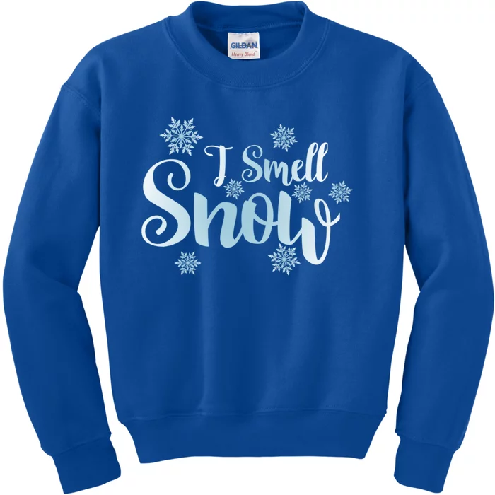 I Smell Snow Cute Snowflakes Snowy Winter Holiday Christmas Gift Kids Sweatshirt