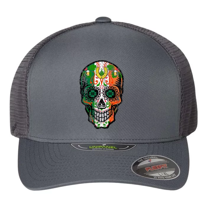 Irish Skull St Patricks Day Flexfit Unipanel Trucker Cap