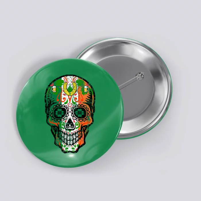 Irish Skull St Patricks Day Button