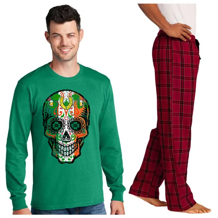 Irish Skull St Patricks Day Long Sleeve Pajama Set