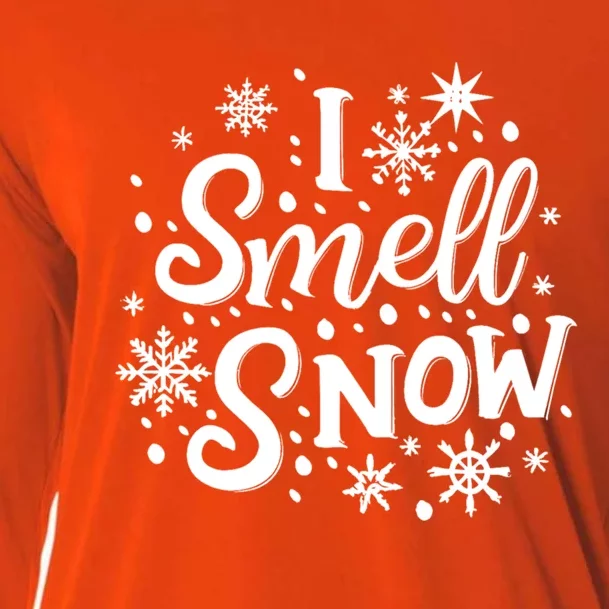 I Smell Snow Funny Christmas Time Winter Weather Snowflakes Gift Cooling Performance Long Sleeve Crew