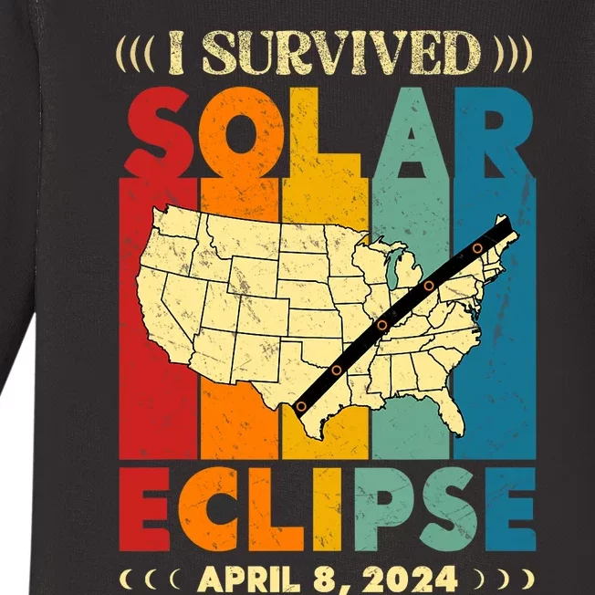 I Survived Solar Eclipse April 8 2024 Baby Long Sleeve Bodysuit