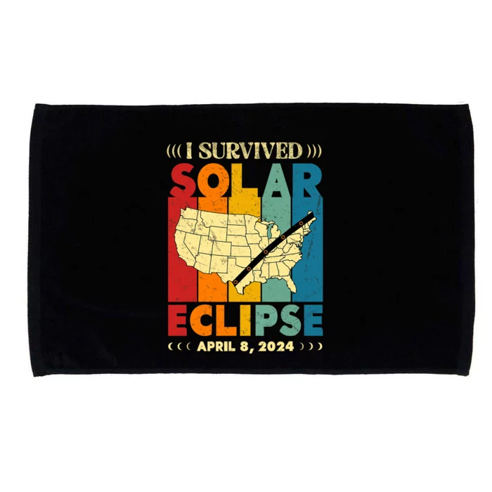 I Survived Solar Eclipse April 8 2024 Microfiber Hand Towel