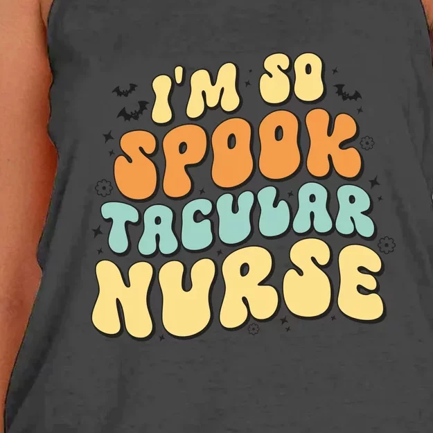 Im So Spook Tacular Nurse Halloween Retro Gift Women's Knotted Racerback Tank