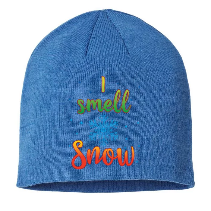 I Smell Snow Cute Winter Holiday Christmas Graphic Gift 8 1/2in Sustainable Knit Beanie