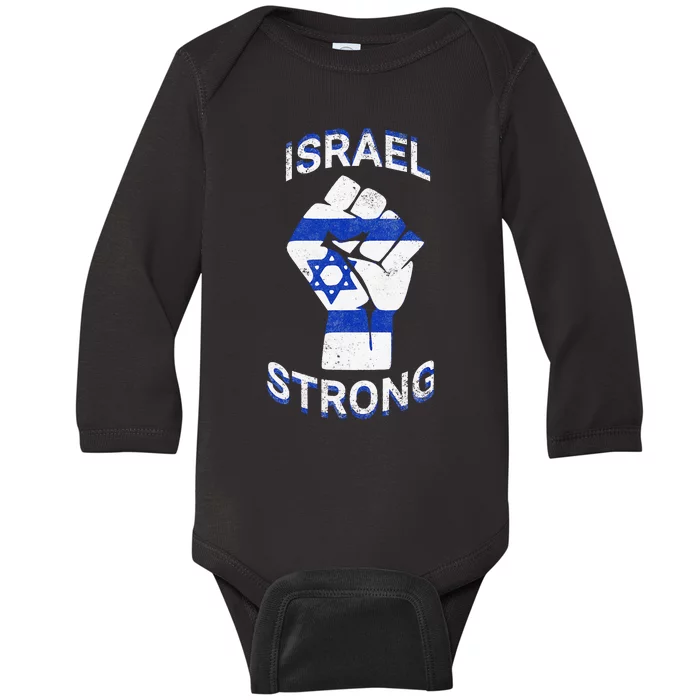 Israel Strong Support Jewish Pride Stand with Israel Baby Long Sleeve Bodysuit