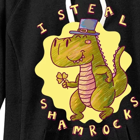 I Steal Shamrocks Dinosaur Women's Fleece Hoodie