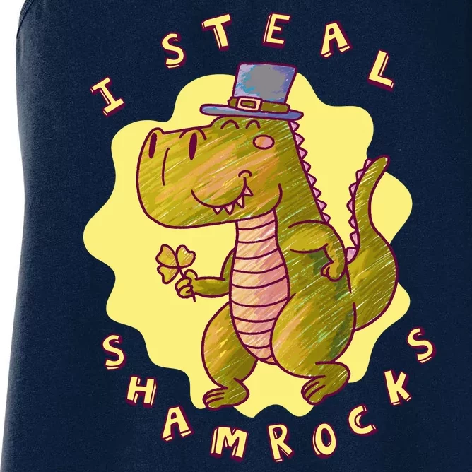 I Steal Shamrocks Dinosaur Women's Racerback Tank