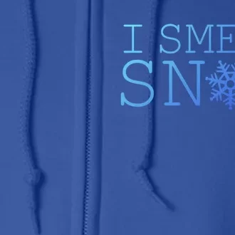 I Smell Snow Cute Snowflake Graphic Winter Holiday Gift Full Zip Hoodie