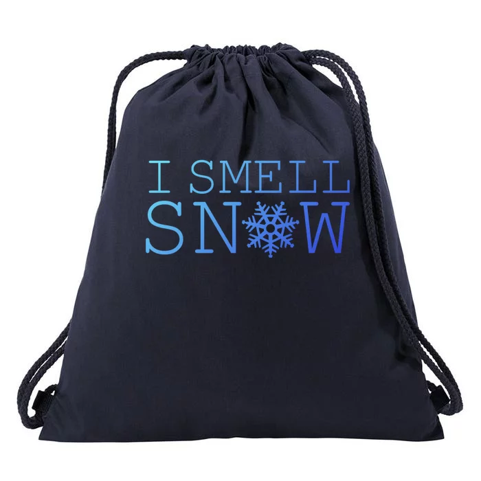 I Smell Snow Cute Snowflake Graphic Winter Holiday Gift Drawstring Bag