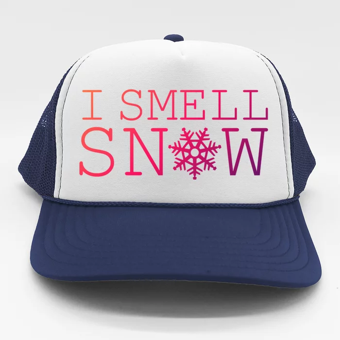 I Smell Snow Cute Snowflake Graphic Winter Holiday Gift Trucker Hat