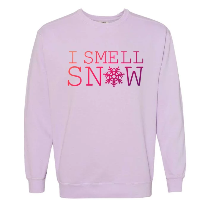 I Smell Snow Cute Snowflake Graphic Winter Holiday Gift Garment-Dyed Sweatshirt