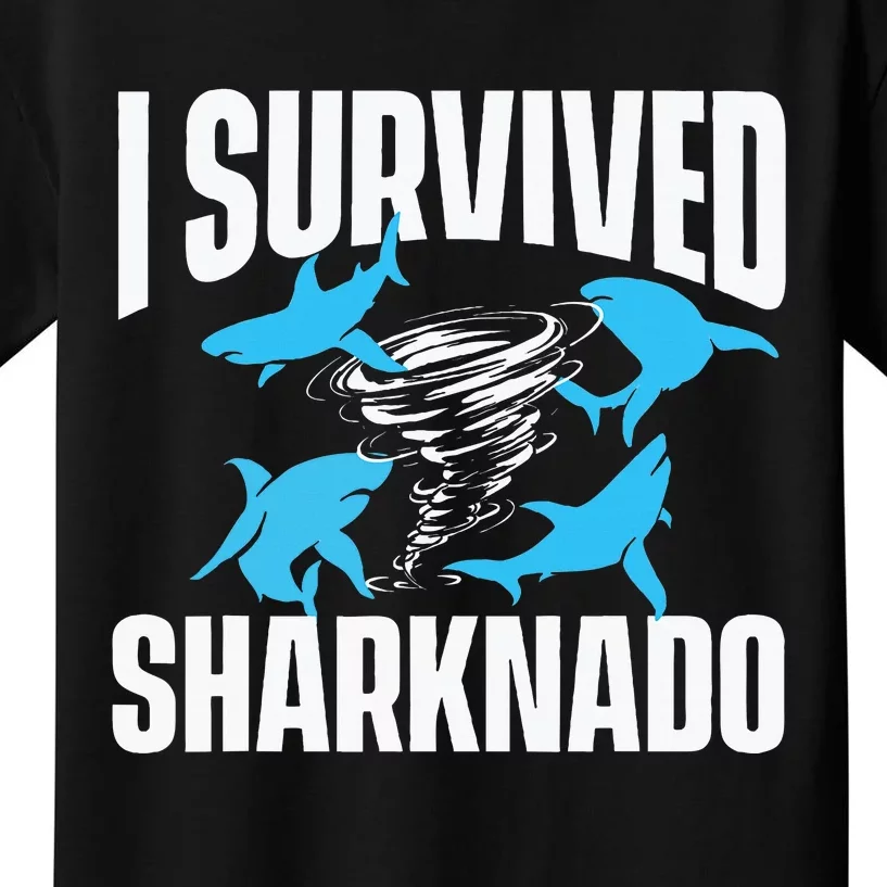 I Survived Sharknado Shark Lover Marine Biologist Ocean Kids T-Shirt