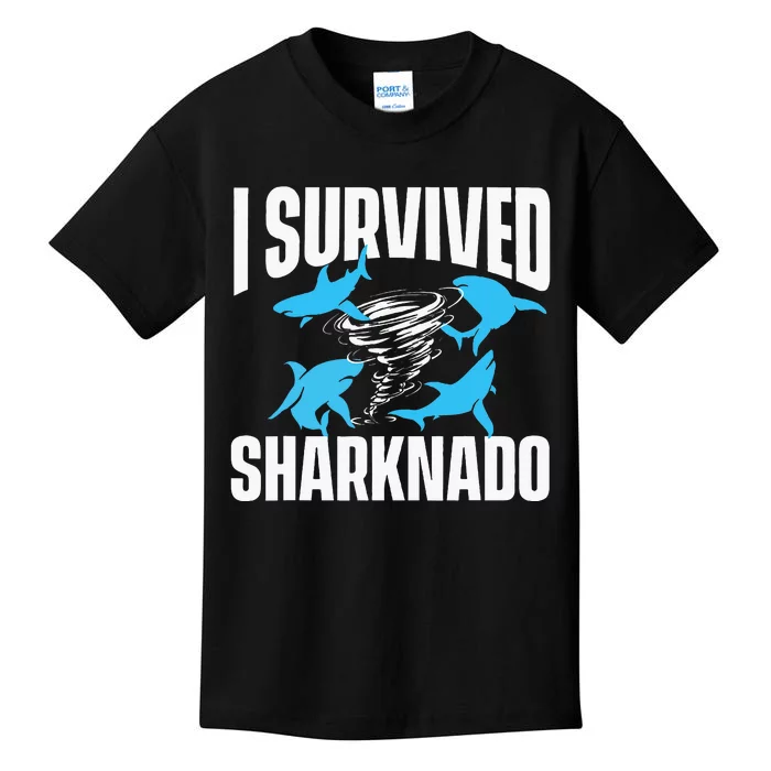 I Survived Sharknado Shark Lover Marine Biologist Ocean Kids T-Shirt