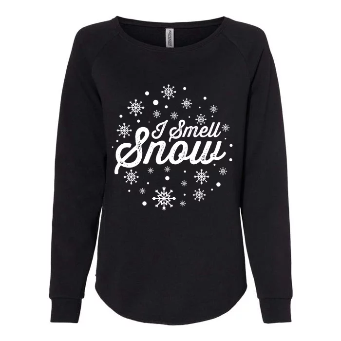 I Smell Snow Funny Holiday Snowflakes Cute Gift Womens California Wash Sweatshirt