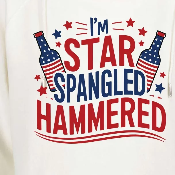 Im Star Spangled Hammered Funny 4th Of July Womens Funnel Neck Pullover Hood