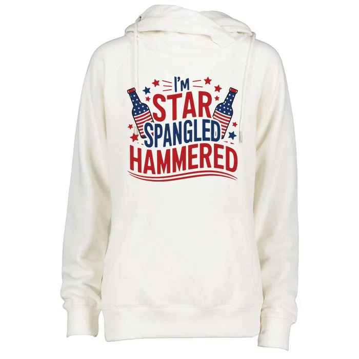 Im Star Spangled Hammered Funny 4th Of July Womens Funnel Neck Pullover Hood