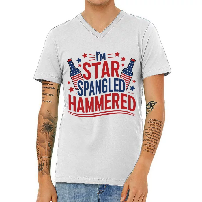 Im Star Spangled Hammered Funny 4th Of July V-Neck T-Shirt