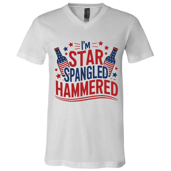 Im Star Spangled Hammered Funny 4th Of July V-Neck T-Shirt