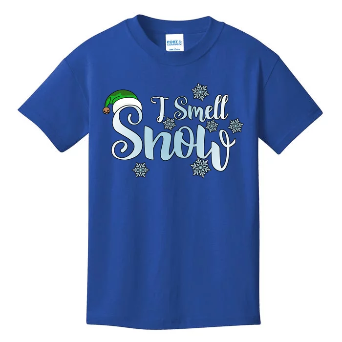 I Smell Snow Cute Snowflakes Snowy Winter Christmas Gift Kids T-Shirt