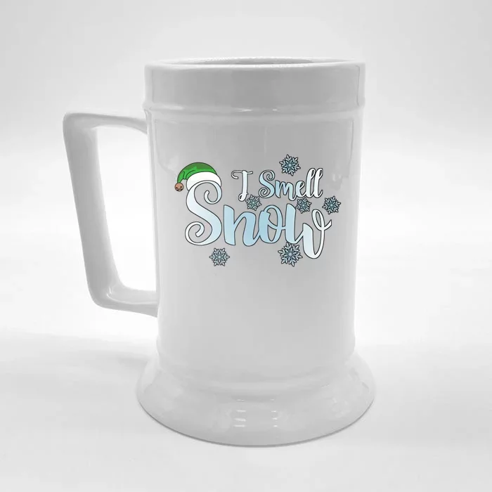 I Smell Snow Cute Snowflakes Snowy Winter Christmas Gift Front & Back Beer Stein