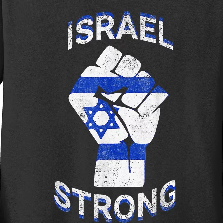 Israel Strong Support Stand With Israel Love Jewish Pride Kids Long Sleeve Shirt