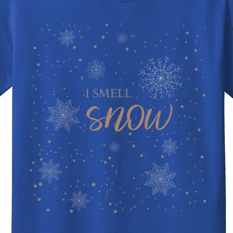 I Smell Snow Snowflake Winter Snow Lover Gift Kids T-Shirt