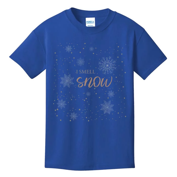 I Smell Snow Snowflake Winter Snow Lover Gift Kids T-Shirt