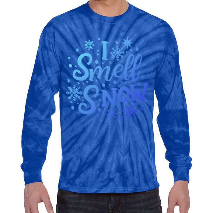 I Smell Snow Funny Christmas Time Winter Weather Snowflakes Great Gift Tie-Dye Long Sleeve Shirt