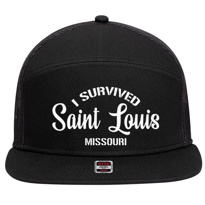 I Survived Saint Louis Moving From Missouri 7 Panel Mesh Trucker Snapback Hat