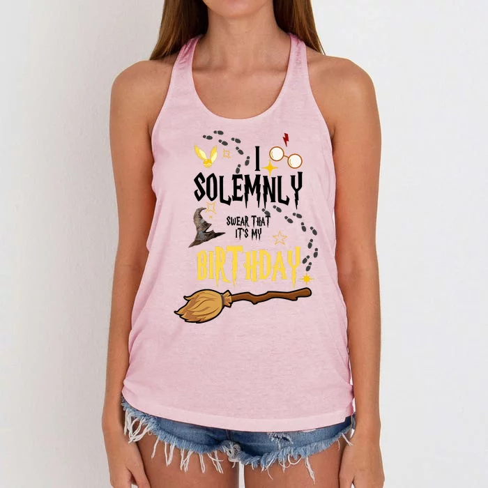 I Solemnly Swear That It's My Birthday Women's Knotted Racerback Tank